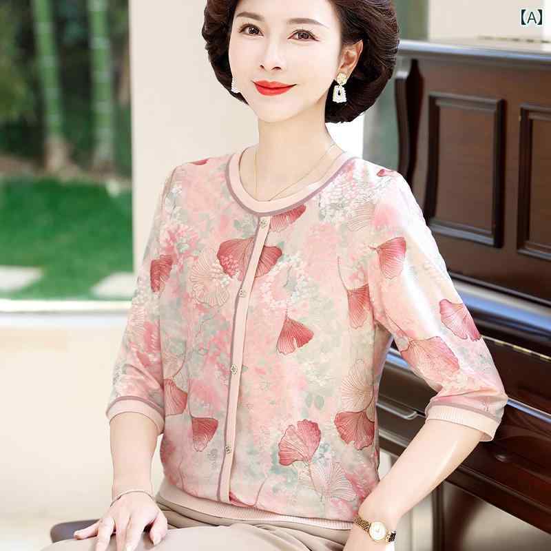レディース ファッション おしゃれ 春夏 秋　冬 大人 上品 高級 マダム ミス ミセス プレゼント ママ　冷感　レイヤリング　シャツ　　春夏　薄手　トップス　女性　ゆったり　七分袖　T　シャツ｜YKC8