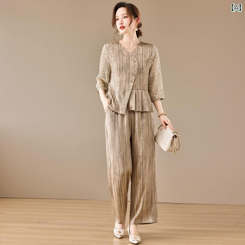 レディース ファッション おしゃれ 春夏 秋　冬 大人 上品 高級 マダム ミス ミセス プレゼント 母　日　ママ　夏服　　新型　スーツ　女性　ミディアム　スリーブ　シャツ　高級　トップス｜YKC8