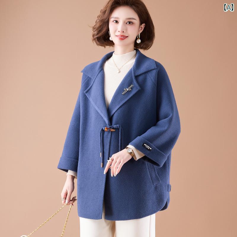 レディース ファッション おしゃれ 春夏 秋　冬 大人 上品 高級 マダム ミス ミセス プレゼント 母　秋　スーツ　襟両面　ウールコート　　女性　ゆったり　ニットカーディガン
