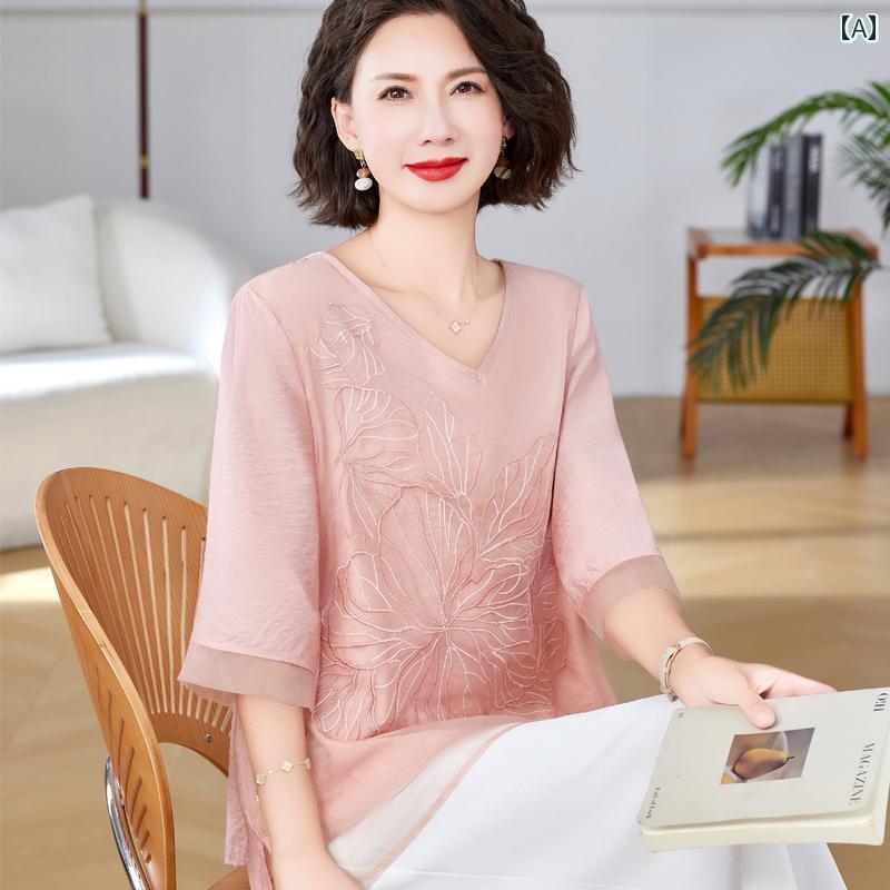 レディース ファッション おしゃれ 春夏 秋　冬 大人 上品 高級 マダム ミス ミセス プレゼント ママ　夏　2052　新型　レディース　シフォン　洋風小　シャツ　ゆったり　半袖　T　シャツ　トップス　スーツ 5,946円
