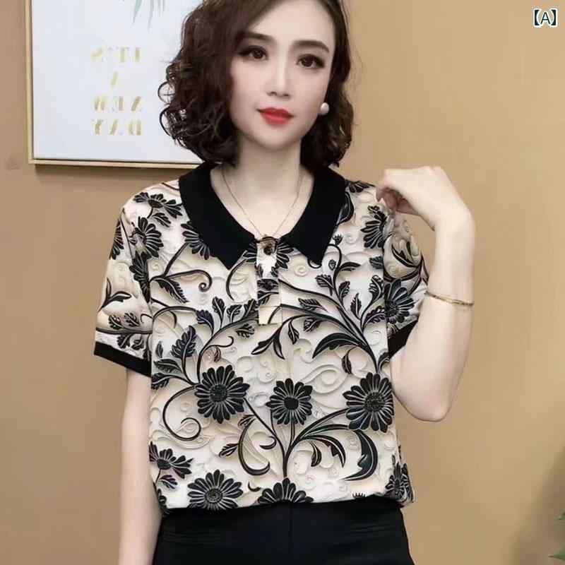 レディース ファッション おしゃれ 春夏 秋 冬 大人 上品 高級 マダム ミス ミセス プレゼント ファッション 婦人服ゆったり スリムトップス T シャツ 母 夏服 半袖 シャツ|YKC8
