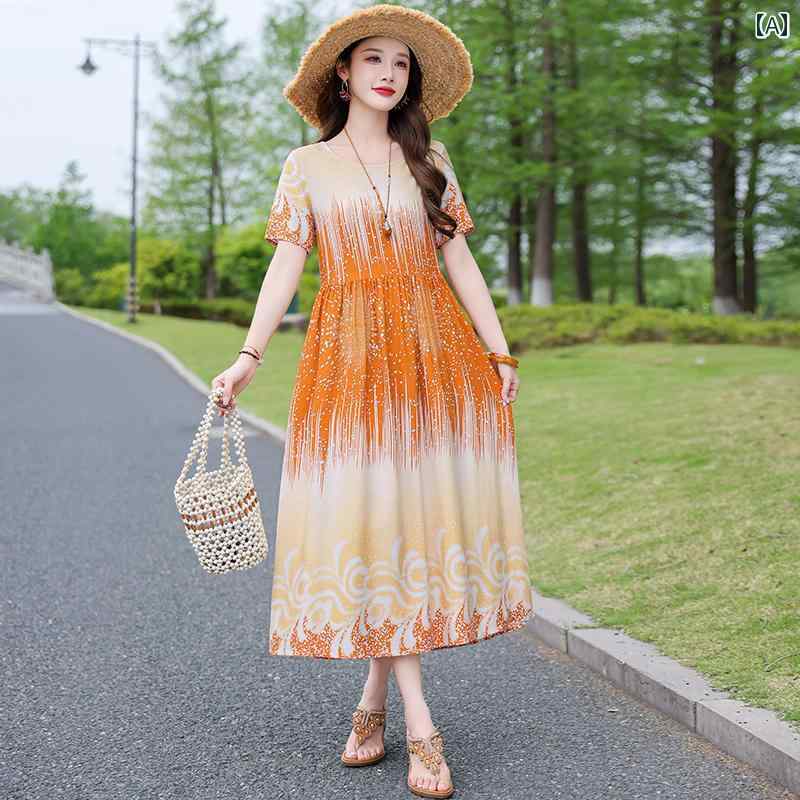 レディース ファッション おしゃれ 春夏 秋　冬 大人 上品 高級 マダム ミス ミセス プレゼント 夏　コットンドレス　レディース　ミディアム　丈　ゆったり　大きいサイズ　ファッション　アウターウェア　人工　コットンスカート｜YKC8 28,257円