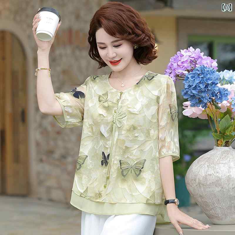 レディース ファッション おしゃれ 春夏 秋 冬 大人 上品 高級 マダム ミス ミセス プレゼント ママ 夏服 半袖 トップス 女性 夏 シフォンシャツ パンツ ツーピース スーツ|YKC8
