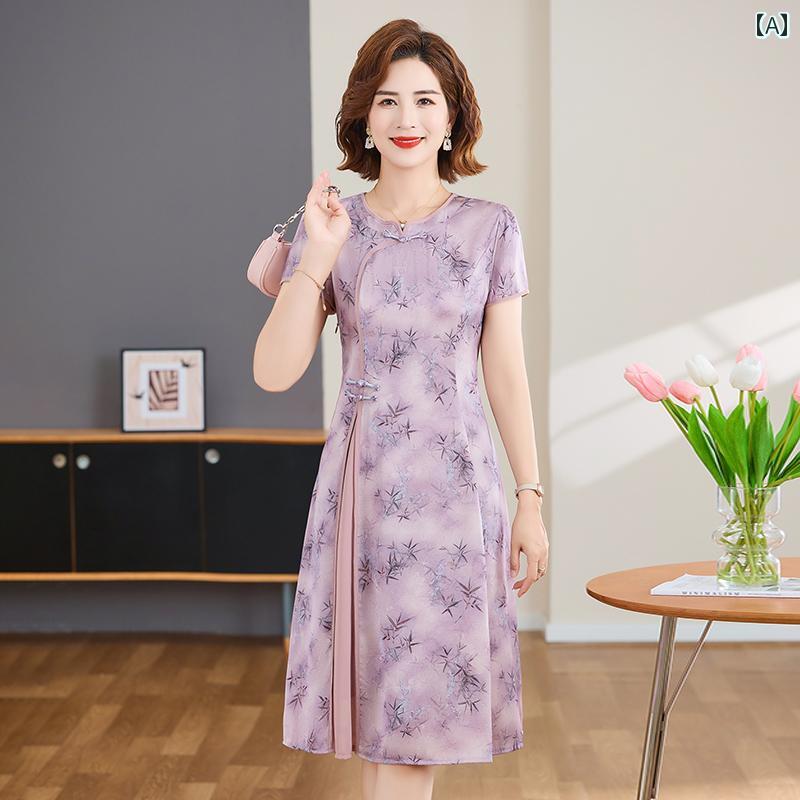 レディース ファッション おしゃれ 春夏 秋 冬 大人 上品 高級 マダム ミス ミセス プレゼント 西洋 母 夏 ドレス チャイナ ドレス 女性 夏 妻民族 ロング スカート|YKC8