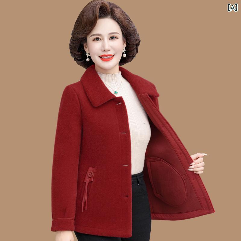 レディース ファッション おしゃれ 春夏 秋　冬 大人 上品 高級 マダム ミス ミセス プレゼント 母　秋　冬　コート　　厚手　ウールショート　女性　スタイリッシュ　毛皮コート｜YKC8