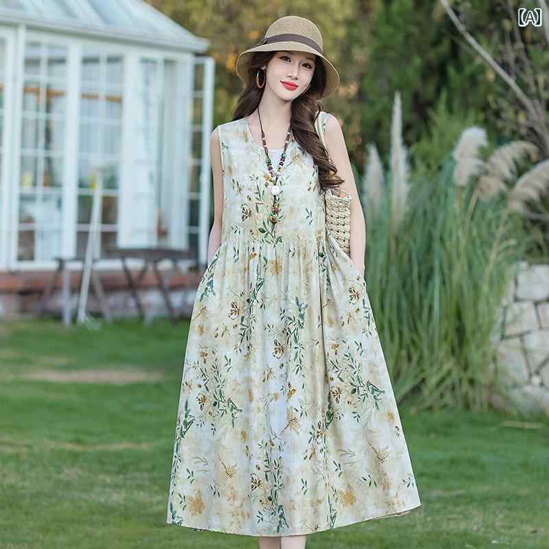 レディース ファッション おしゃれ 春夏 秋　冬 大人 上品 高級 マダム ミス ミセス プレゼント 女性用　高級　コットンドレス　夏　スタイル　高級　カジュアル　ノースリーブベスト　ホリデー　ビーチ　スカート｜YKC8