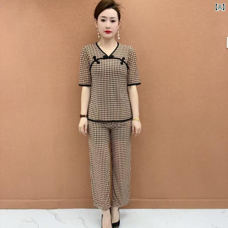 レディース ファッション おしゃれ 春夏 秋 冬 大人 上品 高級 マダム ミス ミセス プレゼント 婦人服 母 夏 半袖 トップス パンツ ツーピース スーツ 洋風 エスニック スーツ|YKC8