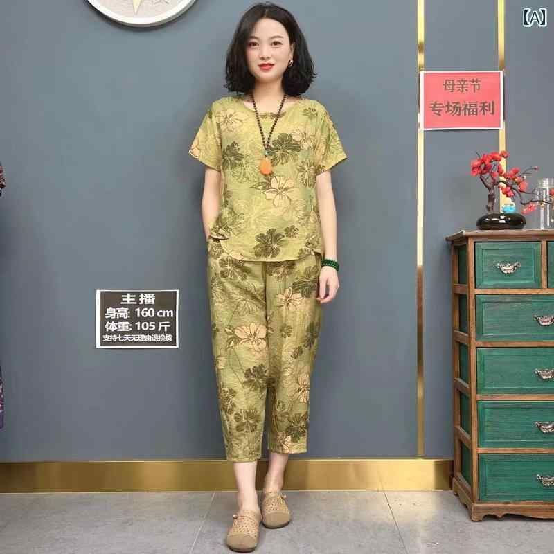 レディース ファッション おしゃれ 春夏 秋　冬 大人 上品 高級 マダム ミス ミセス プレゼント ママ　夏　綿　麻　スーツ　　婦人服　花柄　シャツ　カジュアル　ファッション　半袖　ツーピース　スーツ