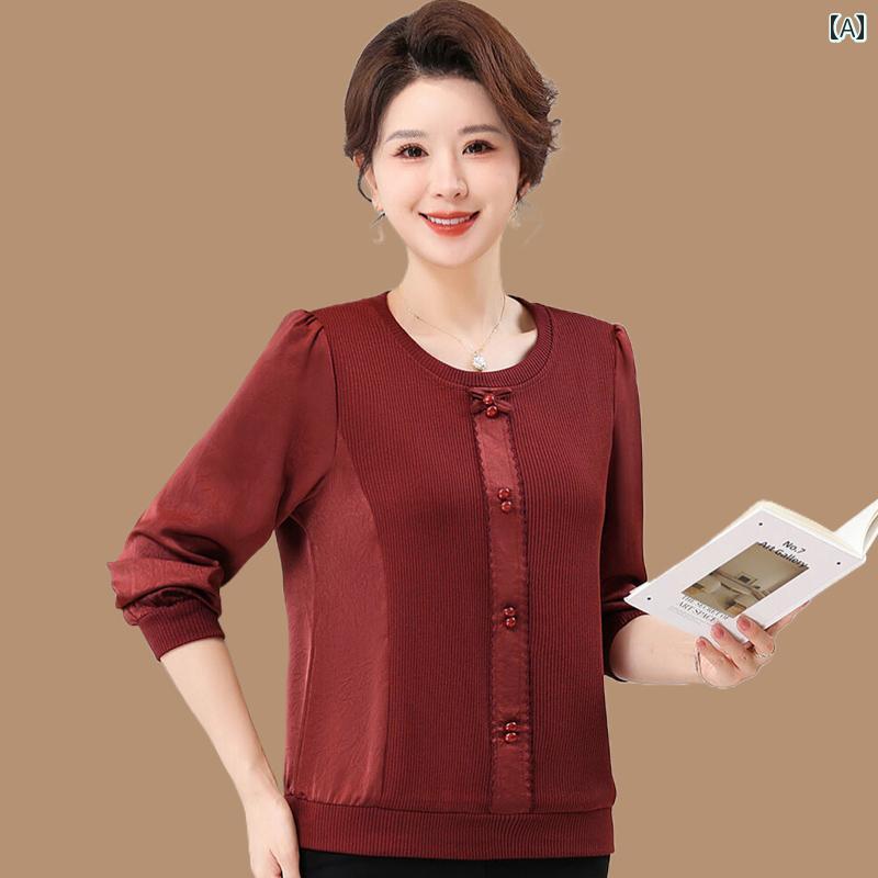 レディース ファッション おしゃれ 春夏 秋　冬 大人 上品 高級 マダム ミス ミセス プレゼント ママ　春　長袖　T　シャツ　　女性　春　秋　シャツ　レディースファッション　トップ｜YKC8