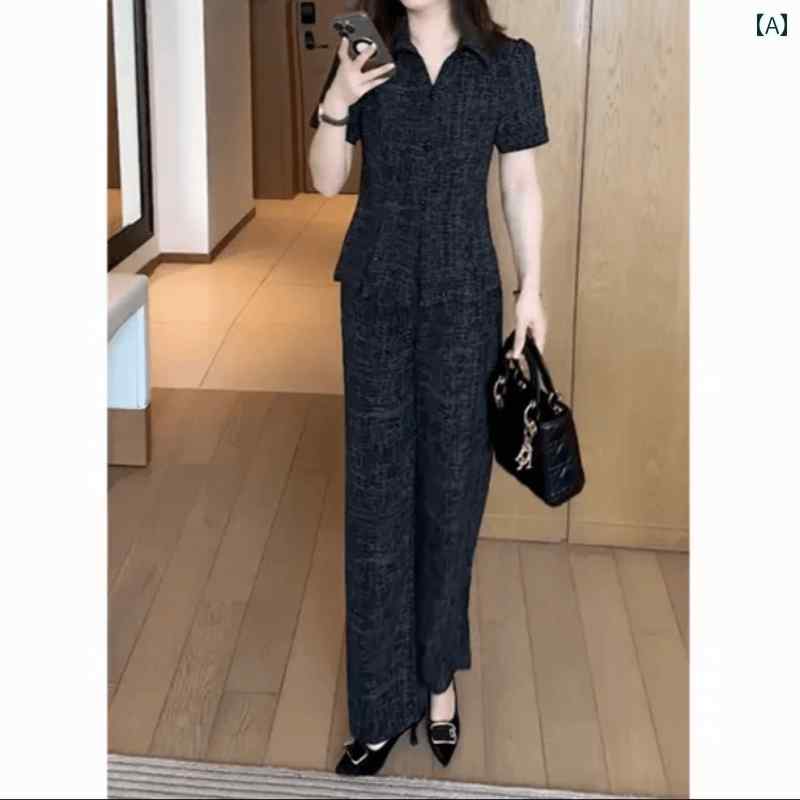レディース ファッション おしゃれ 春夏 秋 冬 大人 上品 高級 マダム ミス ミセス プレゼント ウエスト 痩せ スーツ 夏 新型 風 半袖 無地 ツーピース スーツ|YKC8