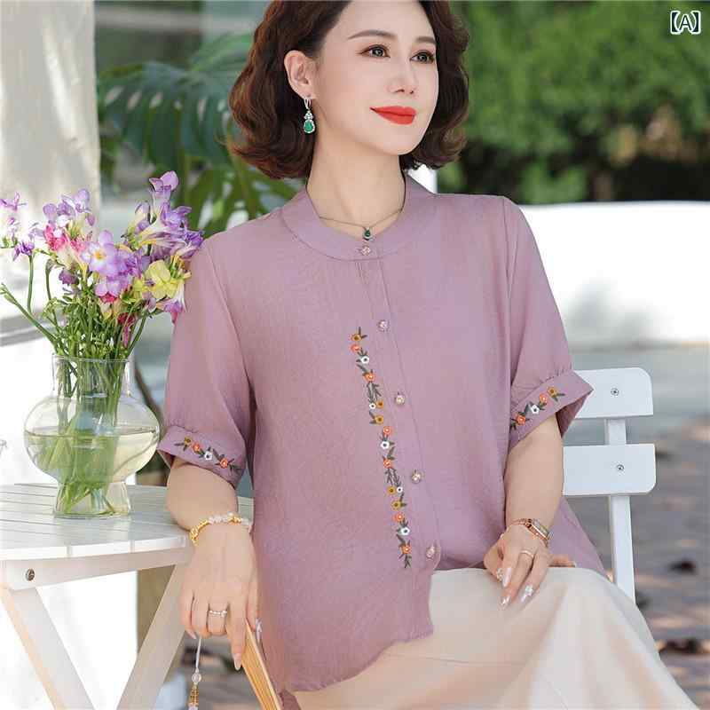 レディース ファッション おしゃれ 春夏 秋　冬 大人 上品 高級 マダム ミス ミセス プレゼント 　母　夏　半袖　テンセル　リネンシャツ　　女性　夏　ファッション　ツーピース　スーツ｜YKC8