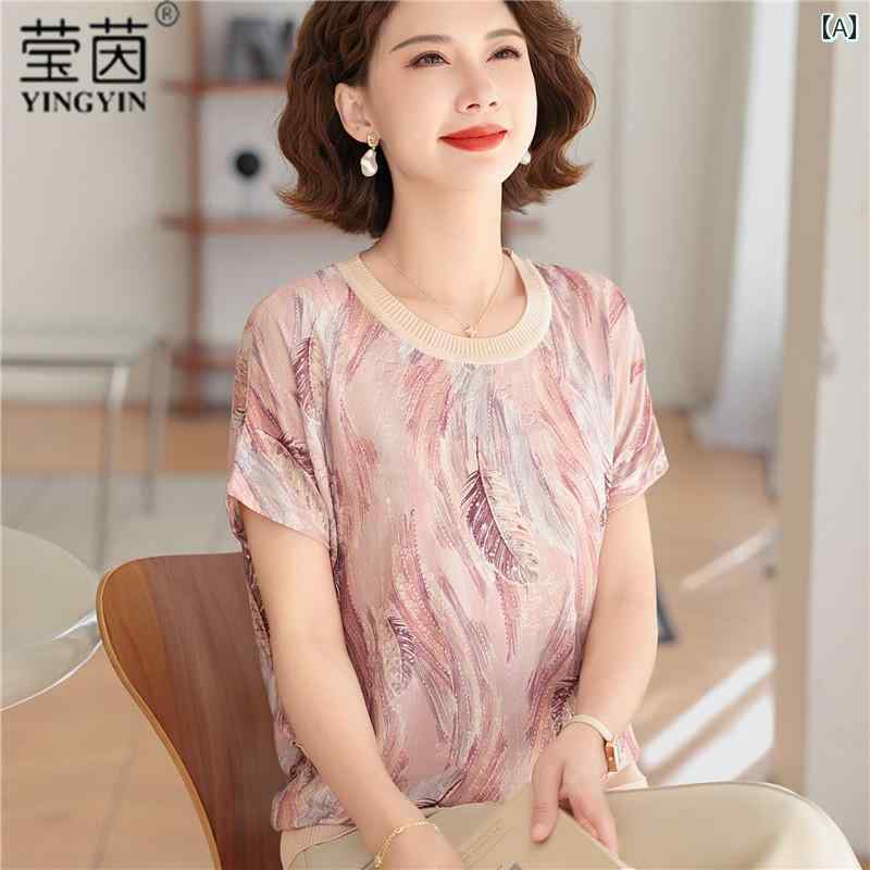 レディース ファッション おしゃれ 春夏 秋　冬 大人 上品 高級 マダム ミス ミセス プレゼント 女性　ママ　夏　T　シャツ　夏　ゆったり　半袖　冷感　トップ　薄手小さい　シャツ｜YKC8