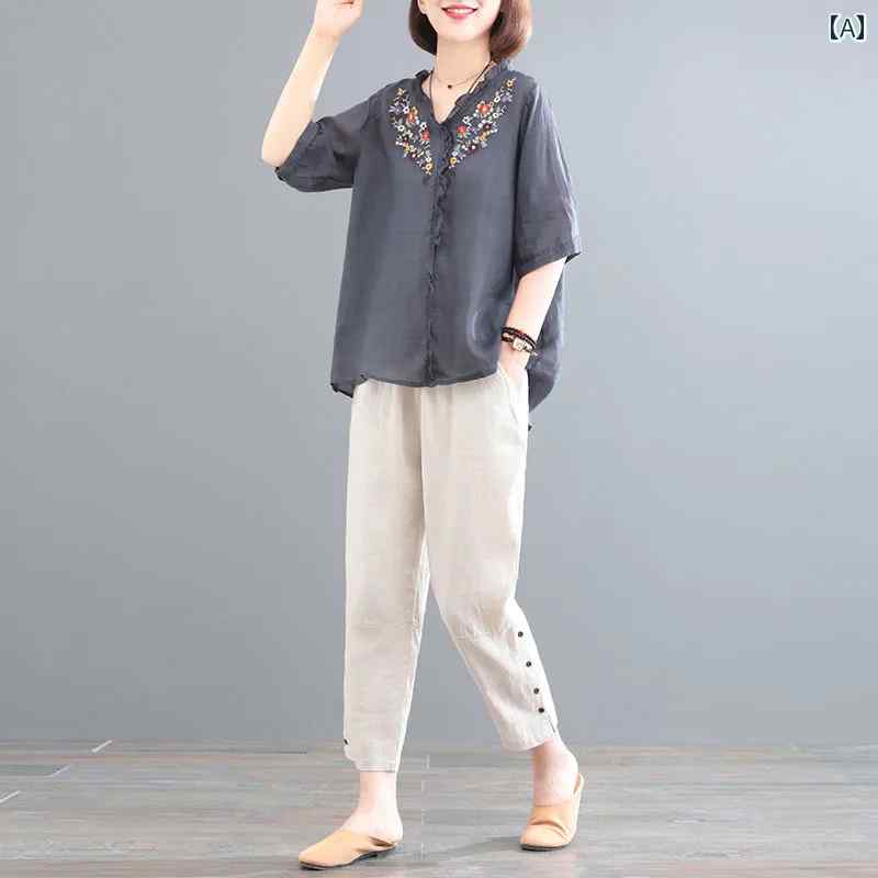 レディース ファッション おしゃれ 春夏 秋　冬 大人 上品 高級 マダム ミス ミセス プレゼント 女性　夏　綿　麻　スーツ　　春　　半袖　トップス　夏　ツーピース　スーツ｜YKC8