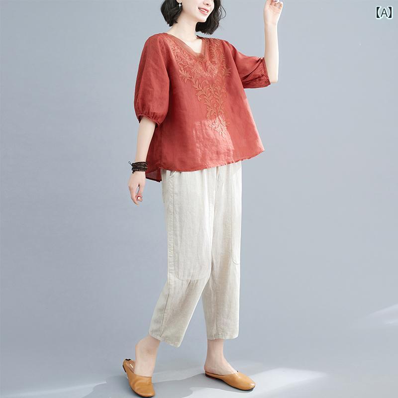 レディース ファッション おしゃれ 春夏 秋 冬 大人 上品 高級 マダム ミス ミセス プレゼント 母 夏服 半袖 トップス 夏 婦人服 綿 麻 ツーピース スーツ|YKC8