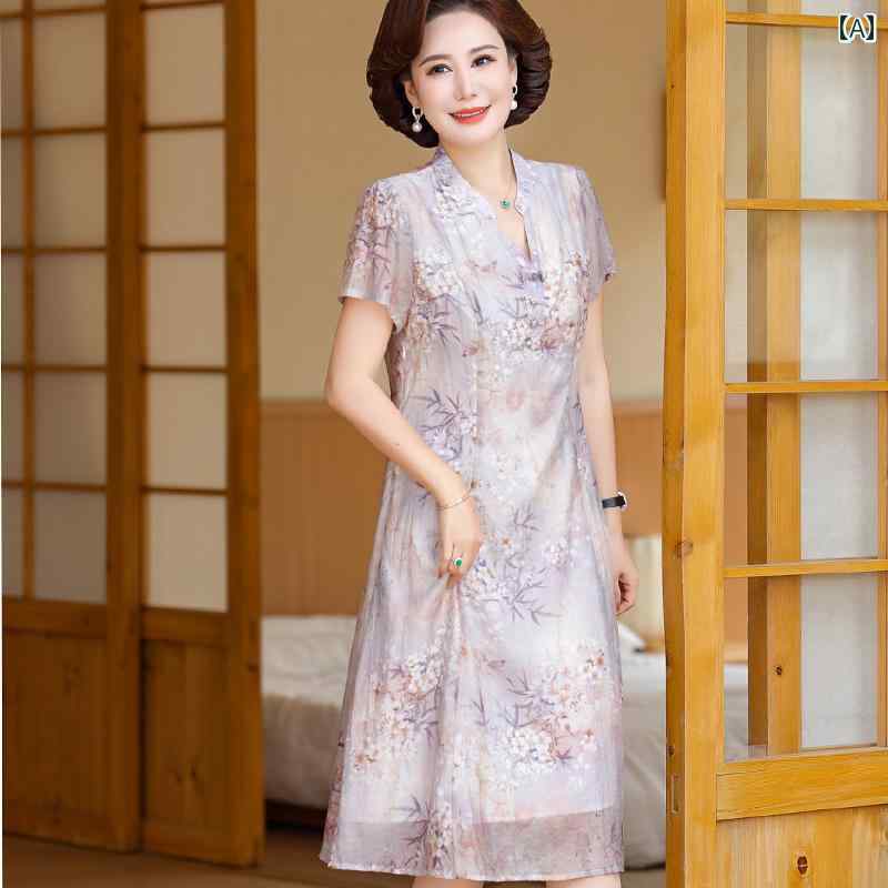 レディース ファッション おしゃれ 春夏 秋 冬 大人 上品 高級 マダム ミス ミセス プレゼント 母 夏 ドレス 若々しい女性 義母 半袖 スカート|YKC8
