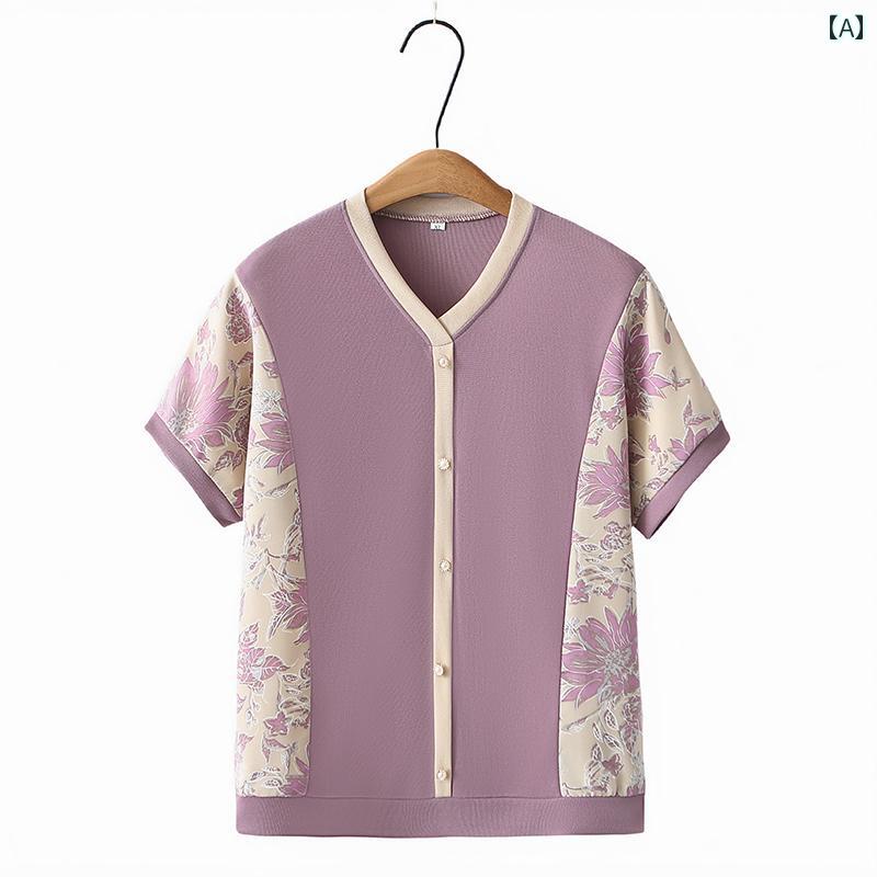 レディース ファッション おしゃれ 春夏 秋　冬 大人 上品 高級 マダム ミス ミセス プレゼント ママ　服　夏　スーツ　母　日おばあちゃん　夏　半袖　老人用　トップス　レディース