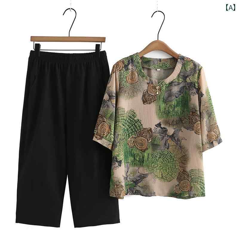 レディース ファッション おしゃれ 春夏 秋　冬 大人 上品 高級 マダム ミス ミセス プレゼント おばあちゃん夏　スーツ　高齢者　服　女性　　半袖　T　シャツ　ツーピース　スーツ　　大きめ　サイズ　女性　夏｜YKC8