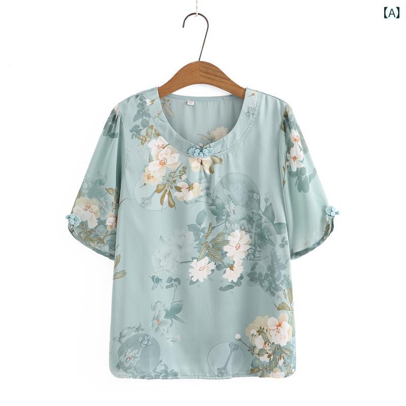 レディース ファッション おしゃれ 春夏 秋　冬 大人 上品 高級 マダム ミス ミセス プレゼント ママ　夏　トップス　おしゃれ婦人服　おばあちゃん夏　半袖　T　シャツ　薄手新　スタイル｜YKC8