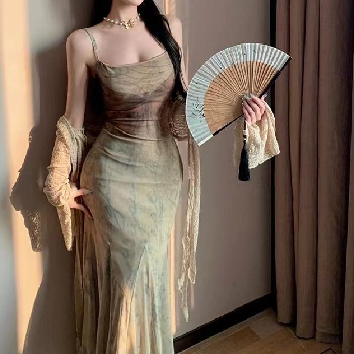 レディース ファッション おしゃれ 春夏 秋　冬 大人 上品 高級 マダム ミス ミセス プレゼント レトロ　蝶メッシュ伸縮性　ワンピース　ドレス　女性　夏　スカート　スタイリッシュ　ガール　スリム　ヒップ　ロング　スカート｜YKC8