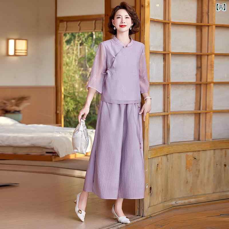レディース ファッション おしゃれ 春夏 秋 冬 大人 上品 高級 マダム ミス ミセス プレゼント 夏 スーツ 綿 麻 半袖 シャツ 女性 春服 民族風 トップス|YKC8