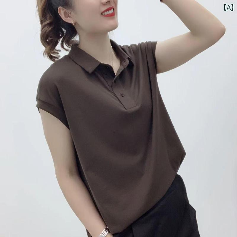 レディース ファッション おしゃれ 春夏 秋　冬 大人 上品 高級 マダム ミス ミセス プレゼント ポロ　カラー　半袖　トップス　レディース　夏　ゆったり　半袖　おしゃれ　ママ　T　シャツ｜YKC8