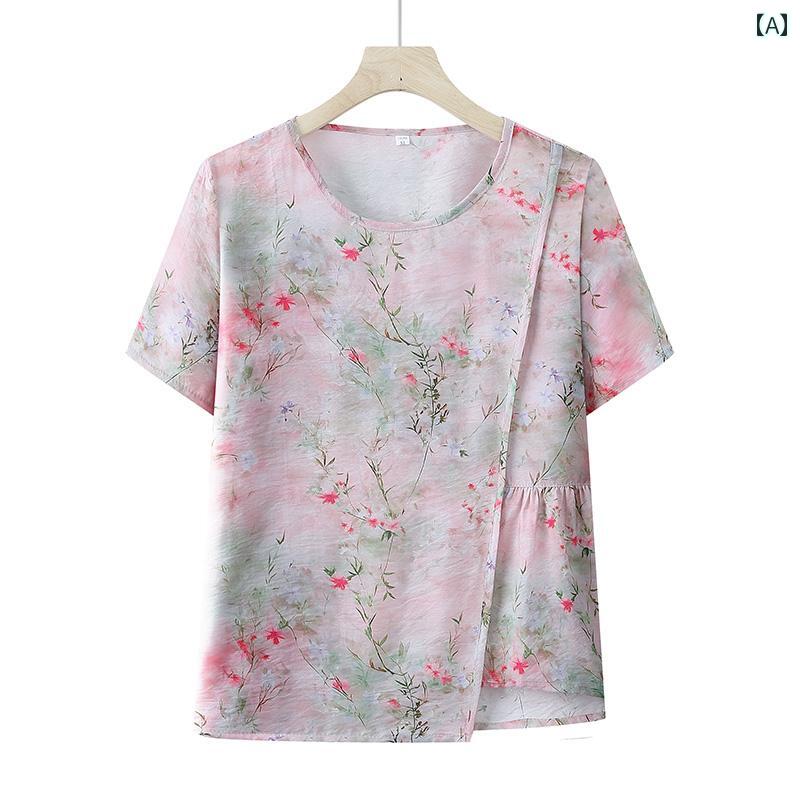 レディース ファッション おしゃれ 春夏 秋 冬 大人 上品 高級 マダム ミス ミセス プレゼント 夏 綿 麻 スーツ 花柄 半袖 女性おばあちゃん スーツ|YKC8
