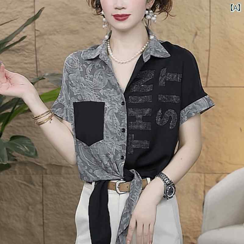 レディース ファッション おしゃれ 春夏 秋 冬 大人 上品 高級 マダム ミス ミセス プレゼント 夏 薄手 半袖 シャツ レディースファッション ママ ウェア ゆったり 感小 襟 トップス|YKC8