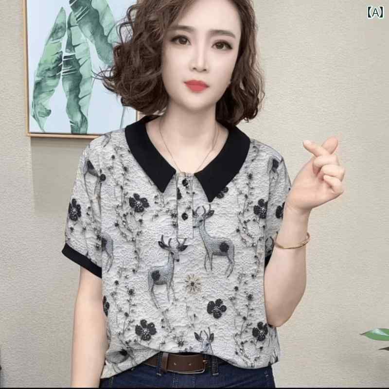 レディース ファッション おしゃれ 春夏 秋 冬 大人 上品 高級 マダム ミス ミセス プレゼント ママ 夏 婦人服 ゆったり 大きいサイズ 半袖 婦人 夏 薄手 シフォン T シャツ|YKC8