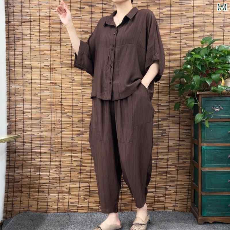 レディース ファッション おしゃれ 春夏 秋　冬 大人 上品 高級 マダム ミス ミセス プレゼント お母さん　夏　綿　麻　スーツ　人ゆったり　スリム　大きいサイズ　カジュアル　ツーピース　スーツ｜YKC8