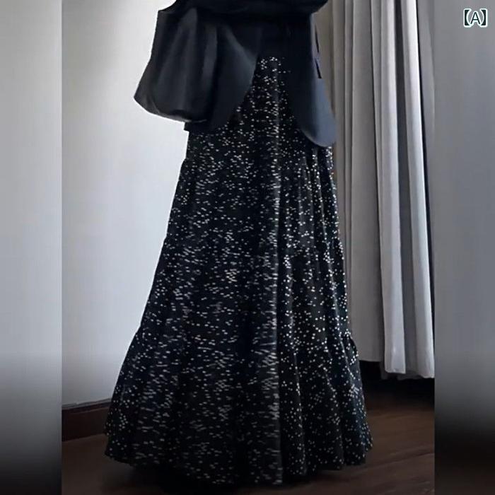 レディース ファッション おしゃれ 春夏 秋　冬 大人 上品 高級 マダム ミス ミセス プレゼント 黒　ロング　スカート　大きいサイズ　女子　花柄　ハイウエスト　スリム　レトロ　スカート　春　秋｜YKC8