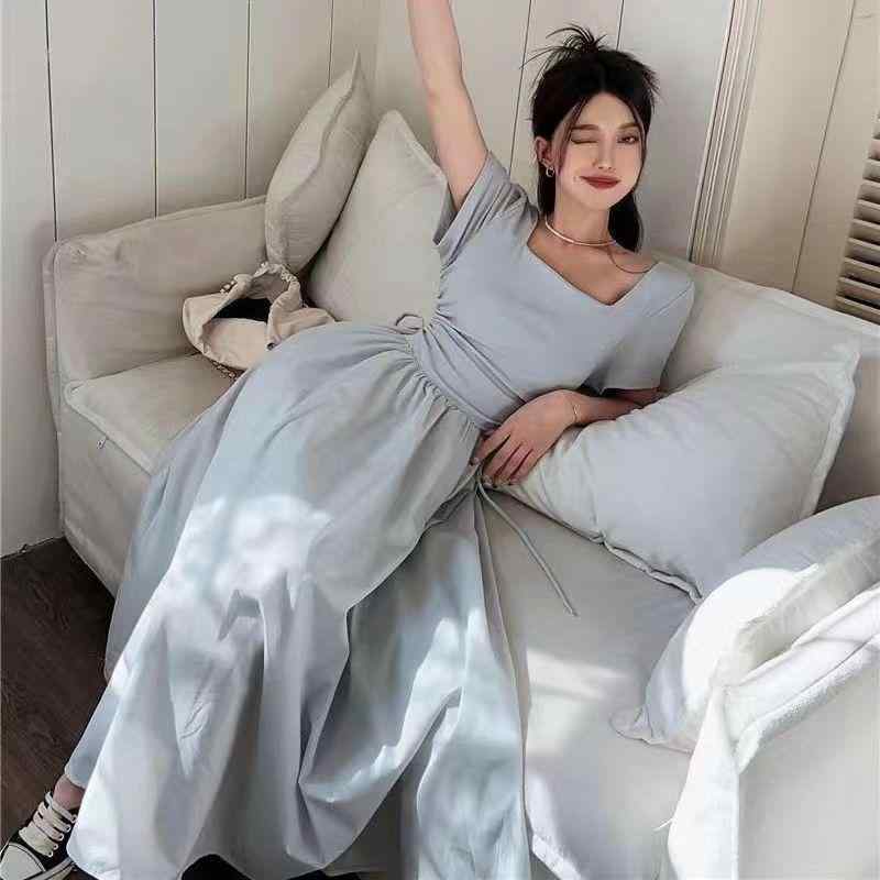 レディース ファッション おしゃれ 春夏 秋 冬 大人 上品 高級 マダム ミス ミセス プレゼント フランス高級 ハイウエスト スリム ステッチニット ロング ドレス 女性 夏 女性|YKC8