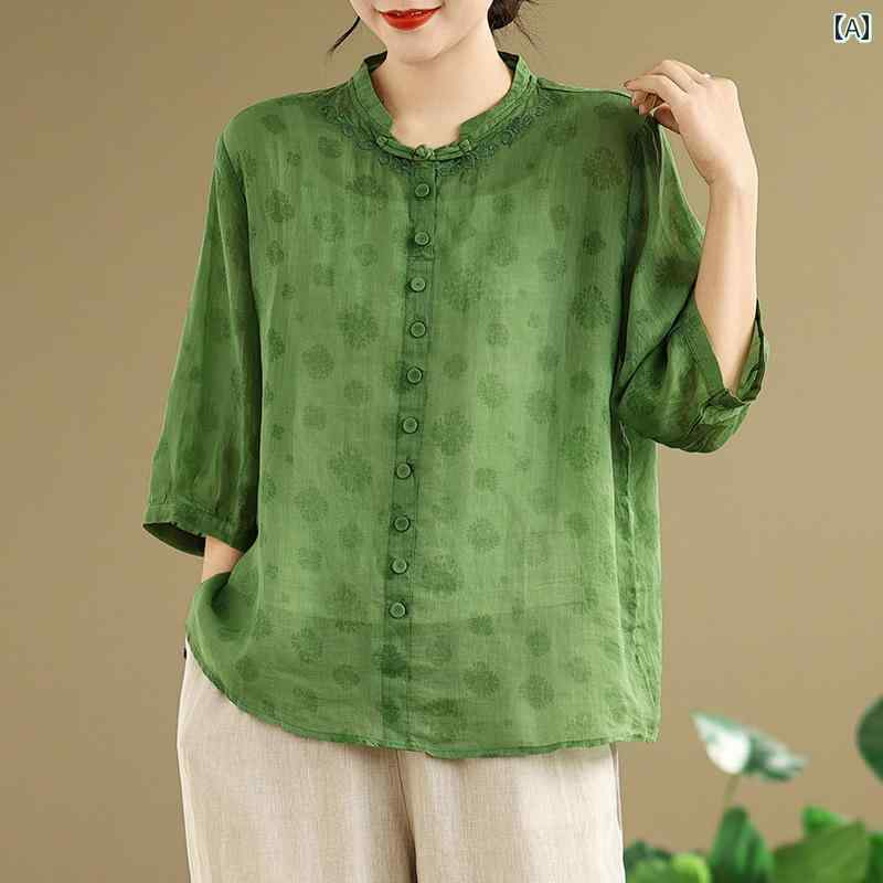 レディース ファッション おしゃれ 春夏 秋　冬 大人 上品 高級 マダム ミス ミセス プレゼント 女性　夏　スーツ　　大きいサイズ　プリント　レトロ　綿　麻　トップス　ツーピース　セット