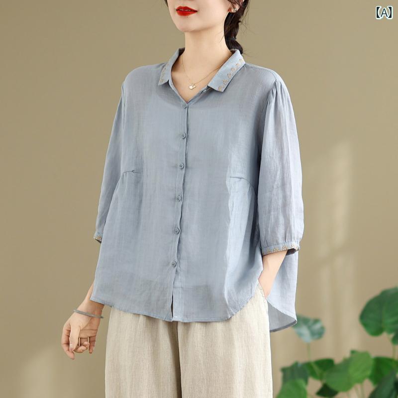 レディース ファッション おしゃれ 春夏 秋 冬 大人 上品 高級 マダム ミス ミセス プレゼント 婦人服 母 綿 麻 夏 スーツ 夏 大きいサイズ シャツ トップス ツーピース スーツ|YKC8