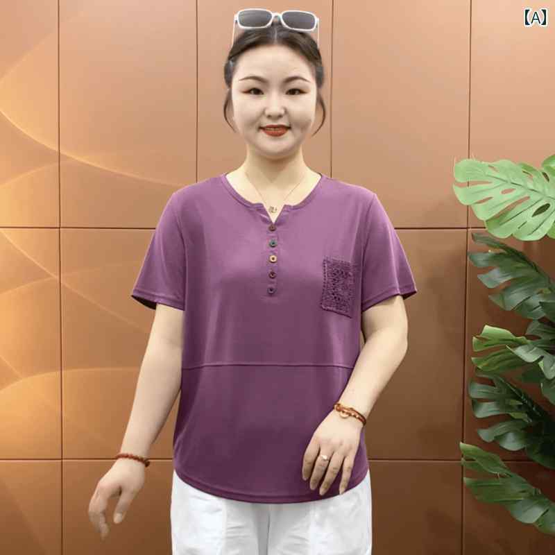 レディース ファッション おしゃれ 春夏 秋　冬 大人 上品 高級 マダム ミス ミセス プレゼント 夏　薄手　ウェア　無地　大きいサイズ　ラウンドネック　ストレート　ショルダー　半袖　レディース　　カジュアル　ゆったり　スリム　T　シャツ｜YKC8