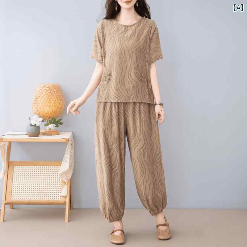レディース ファッション おしゃれ 春夏 秋 冬 大人 上品 高級 マダム ミス ミセス プレゼント お母さんスタイリッシュ 女性用 スーツ 夏 ゆったり スリム 半袖 冷感 コットンリネン ツーピース スーツ|YKC8