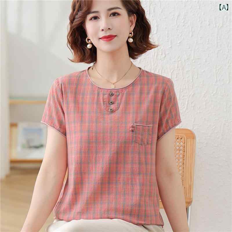 レディース ファッション おしゃれ 春夏 秋　冬 大人 上品 高級 マダム ミス ミセス プレゼント 　綿　半袖　プルオーバー　丸首　母　　T　シャツ　女性　洋風小　シャツ　腹　上着｜YKC8