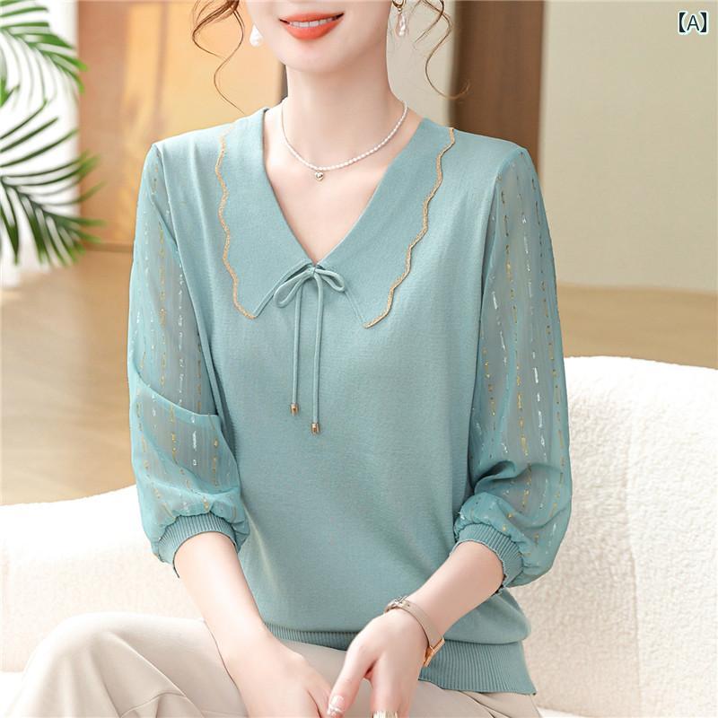 レディース ファッション おしゃれ 春夏 秋　冬 大人 上品 高級 マダム ミス ミセス プレゼント 母　夏服　シャツ　女性　夏　ファッション　ニット　T　シャツ　トップ｜YKC8