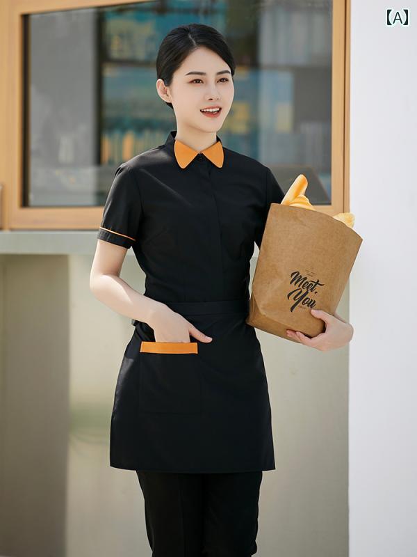 ユニフォーム  制服 夏 ケータリング 給仕  お上さん 半袖 鍋 大衆食堂 泊まり 紅茶大衆食堂
