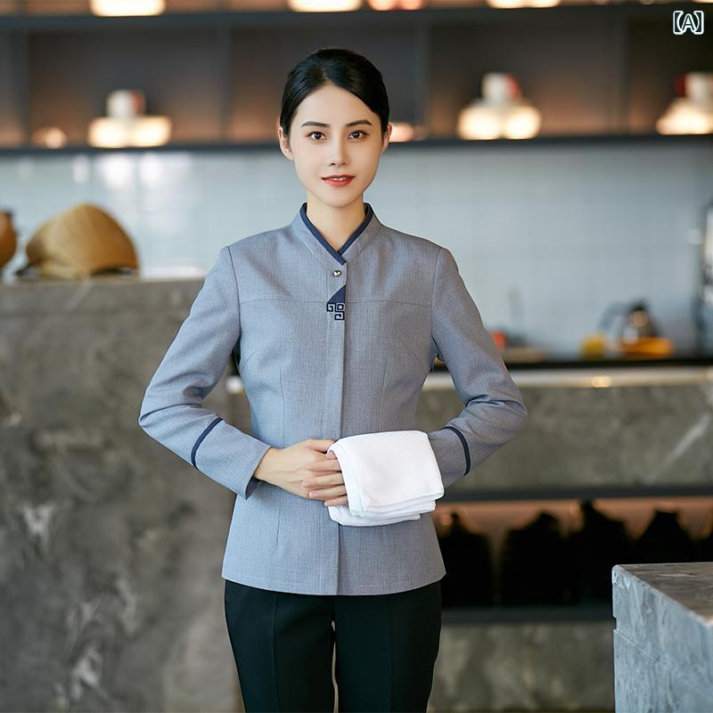 制服 ユニフォーム ケータリング ホテル 部屋 清掃 長袖 秋　冬服 ハウスキーピング コミュニティ 財産 清掃 服