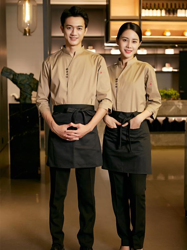 ユニフォーム 制服 給仕 食べ物屋 一皿分の料理 店 七分丈 半袖 トップス 分かりやすい 飲食店 大広間 膳立て師 まかない方 レディース メンズ 成人男性 お上さん プルオーバー