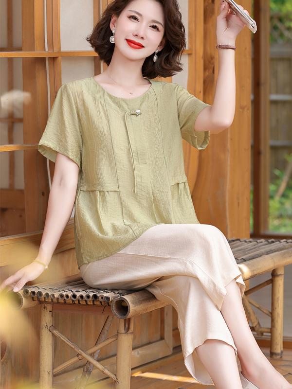 レディース ファッション おしゃれ 春夏 秋冬 大人 上品 高級 マダム ミス ミセス プレゼント 西洋 母 夏 小さい シャツ 半袖 T シャツ 女性 薄手 ツーピース スーツ パンツ セット