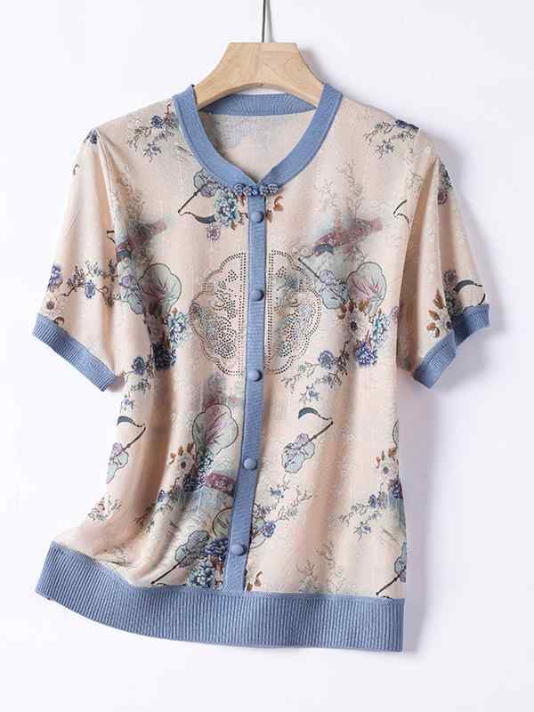 レディース ファッション おしゃれ 春夏 秋 冬 大人 上品 高級 マダム ミス ミセス プレゼント お母さん夏服 冷感 民族風 半袖 T シャツ 小さい シャツ 大きいサイズ 婦人 夏 トップス|YKC8