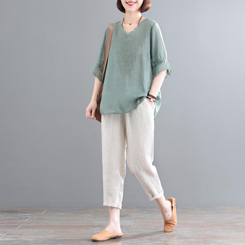 レディース ファッション おしゃれ 春夏 秋冬 大人 上品 高級 マダム ミス ミセス プレゼント お母さん 夏 綿麻 パンツ セット 半袖 トップス レディース 夏 シンプル|YKC8