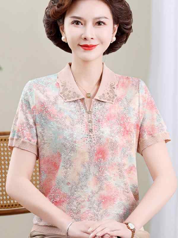 レディース ファッション おしゃれ 春夏 秋冬 大人 上品 高級 マダム ミス ミセス プレゼント ママ 夏服 冷感 ブラウス ゆったり 快適 トップス 女性用 半袖 T シャツ パンツ セット 花