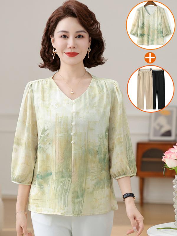 レディース ファッション おしゃれ 春夏 秋 冬 大人 上品 高級 マダム ミス ミセス プレゼント 夏服中袖 シフォンシャツ 新型小 シャツ トップス 女性 ファッション スーツ