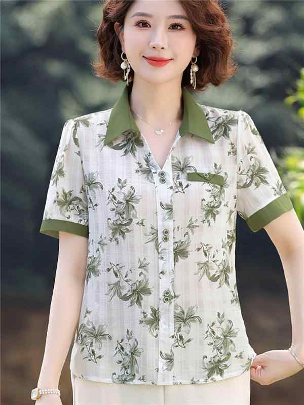 レディース ファッション おしゃれ 春夏 秋冬 大人 上品 高級 マダム ミス ミセス プレゼント お母さん洋装 半袖 シャツ スーツ 女性 夏服 夏 母 日 服 花 シンプル パンツ セット|YKC8