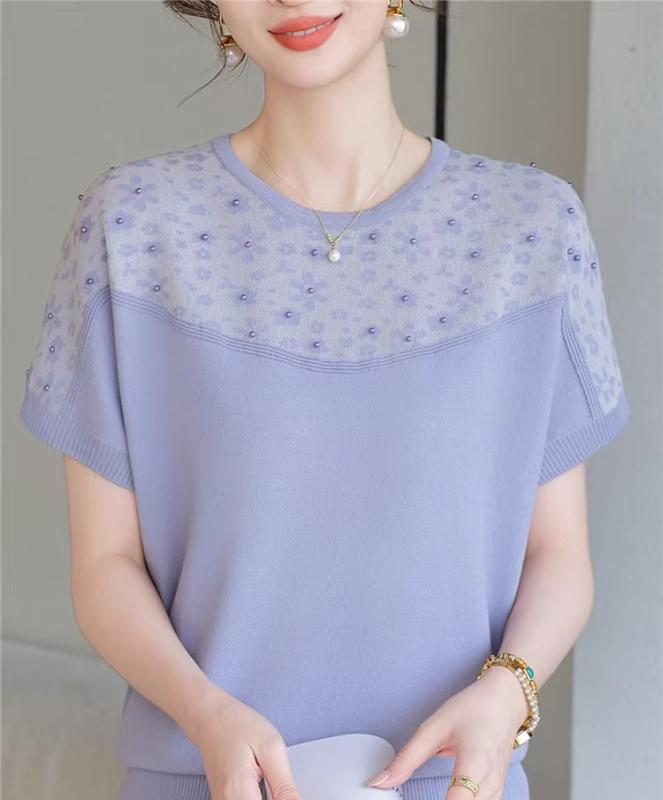 レディース ファッション おしゃれ 春夏 秋冬 大人 上品 高級 マダム ミス ミセス プレゼント 若々しい夏 半袖 冷感 ブラウス スタイリッシュ T シャツ スーツ 女性 夏 ファッション 薄手 トップス 花 シンプル パンツ セット かわいい|YKC8