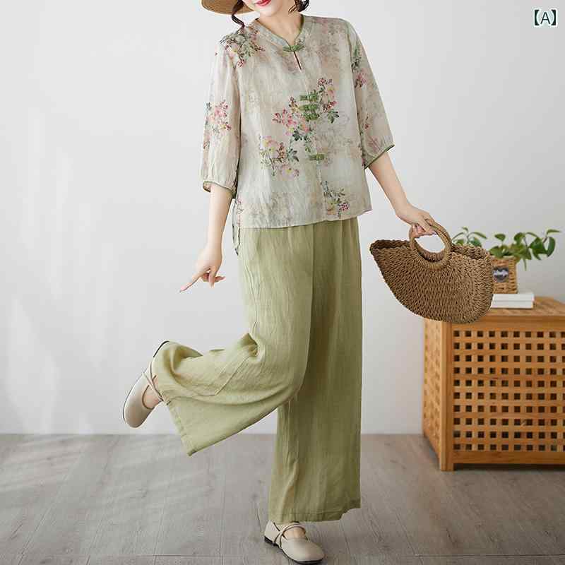 レディース ファッション おしゃれ 春夏 秋冬 大人 上品 高級 マダム ミス ミセス プレゼント 母 夏 綿麻 スーツ 女性 大きいサイズ ゆったり カジュアル 七分袖 ツーピース スーツ｜YKC8