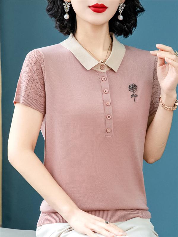 レディース ファッション おしゃれ 春夏 秋冬 大人 上品 高級 マダム ミス ミセス プレゼント ママ 夏 ウエスタン ニット Tシャツ 小さい シャツ 女性 薄手 ファッション 冷感 半袖 トップス シンプル 花 バラ かわいい パンツ セット|YKC8