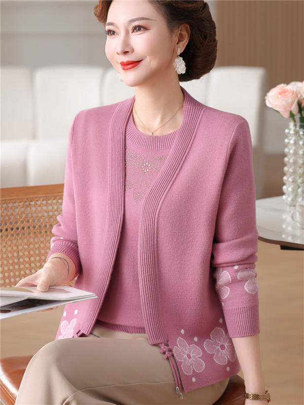 レディース ファッション おしゃれ 春夏 秋冬 大人 上品 高級 マダム ミス ミセス プレゼント ママ 春 ゆったり ニット ツーピース スーツ 女性 春夏 ファッション 冷感 カーディガン 薄手 トップス シンプル パンツ セット 花柄